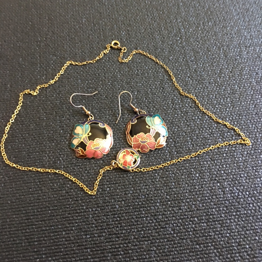 Vintage Flower Cloisonné Set